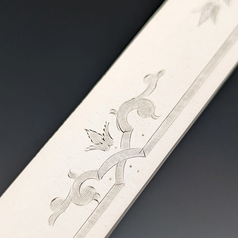 約 1870 年英國古董雕刻白色珍珠手柄水果餐具 5 副套裝木盒裝 MARTIN HALL